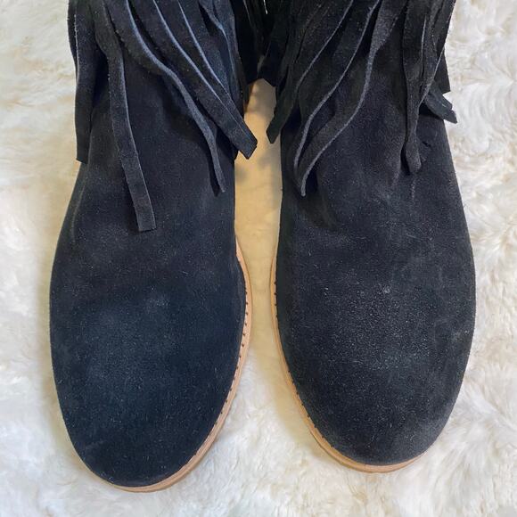 Kate Spade New York Size 9 Betsie Black Fringe Suede Ankle Booties Gold Zipper - Picture 7 of 16